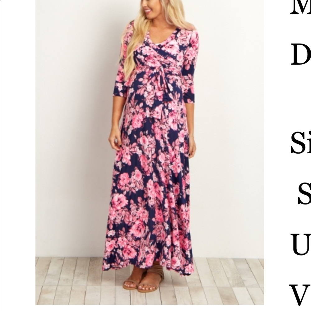 Pink Floral Draped Maxi Dress